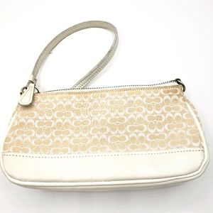 "Coach" canvas signiture print wristlet